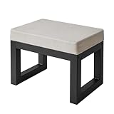 IBUYKE 16” Kleiner Fußhocker Ottomane, Rechteckige Leinen Fußablage Hocker mit Gepolstertem Sitz...