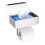 GUIGUZI Toilettenpapierhalter Ohne Bohren - SUS304 Edelstahl Silber Toilettenpapierhalter mit Ablage...