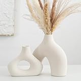 CEMABT Beige Keramikvase 2er-Set Doppelberg vasen für Moderne Boho Nordic Minimalismus-Stil...