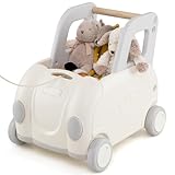 FANTASK Lauflernhilfe auf Rädern, Lauflernwagen mit Griff & Zugseil & Klappsitz, Baby Walker für...