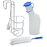 Set Urinflasche für Männer (1000 ml), Halterung, Bürste für Männer | 1 Liter | 3 Teile | PP-...