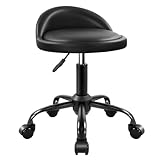KKTONER Rollhocker Bürohocker mit niedriger Rückenlehne, höhenverstellbarer 47-62cm runder Stuhl...