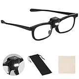 AOOSU Lupenbrille mit Licht, 300% LED Beleuchtete Vergrößerungsbrille für Brillenträger,...