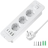 Tischplatte Versenkbare Steckdose mit 2 USB A & 2 Type C, Einbausteckdose Steckdosenleiste 3 Fach...