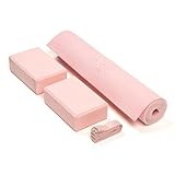 Myga Yoga Starter Set inkl. Zubehör | Einsteigerset in Rosa: Yogamatte, 2 Yogablöcke & Gurt |...