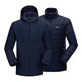 33,000ft 3-in-1 Herren Doppeljacke Wasserdichte 10000MM Regenjacke Winddichte Softshelljacke Warme...