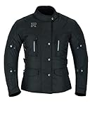 RS Motorradjacke für Damen, Textil, wasserdicht, mit CE-Schutz, Schwarz , 38