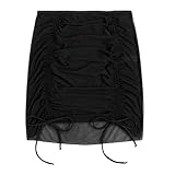 ENWWCH Damen Badeanzug Cover Up Sexy High Waist Strandrock Mesh Kordelzug Bikini Bademode Cover Up...