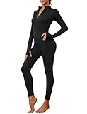 Nadeer Jumpsuit Damen Langarm Einteiler Yoga Bodysuit Overall Sport Bodycon Strampler Stretch...