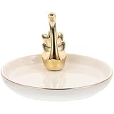 ibasenice Keramik Schmucktablett mit Schwanendekor Ringschale und Halskettenablage Dekorativer...