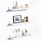 upsimples 3 Stück Wandregal Weiß, Hängeregal Holz, Bilderleiste, Regal Wand für Wohnzimmer,...