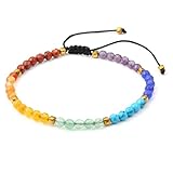 GEHECRST 7 Chakra Edelstein Armband für Damen Herren - Perlen, Lavastein, Yoga, Healing Reiki...