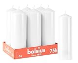 Bolsius Glatte Stumpenkerzen - Weiß - 6 Stück - 20 x 7 cm - Dekorative Haushaltkerzen - Brenndauer...