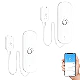 Smart Wassermelder, WLAN Wassermelder Boden, 100 dB Lauter Wassersensor, Wassersensor Drahtloser...