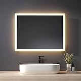 Heilmetz Badspiegel mit Beleuchtung 80x60cm Badezimmerspiegel mit Beleuchtung LED Badspiegel...