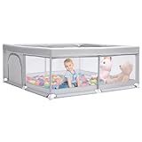 BEJOY Laufstall Baby Laufgitter 150 cm, Kompakt und Stark, Schaumstoffschutz, Rutschfester mit...