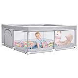 BEJOY Laufstall Baby Laufgitter 150 cm, Kompakt und Stark, Schaumstoffschutz, Rutschfester mit...