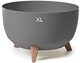 MELTOM Blumentopf mit Füßen aus Kunststoff Schale Rund mit Einsatz Kräutertopf (Anthrazit, XL -...