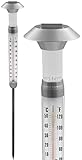XXL Außenthermometer mit Solar Leuchte - 97 cm - Gartenthermometer mit Erdspieß und Beleuchtung -...