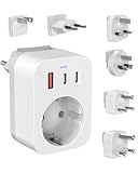 Reiseadapter Weltweites Set, Internationaler Steckdosenadapter mit USB C (PD 20W), 6 Abnehmbare...