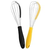 Alipis Manueller Edelstahl Schneebesen 2 Stück Handrührgerät mit Spiralbesen für Gleichmäßiges...