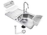 Franke All in One Set 101.0653.335 - Galley GLN Edelstahlspüle + Lina Chrom Hochdruckarmatur