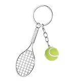 JIYIN Tennis Schläger Schlüsselanhänger, Neuheit Tennis Schläger Schlüsselring Tennisball...