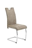 Hela Tische, 1ner Pack Schwingstuhl Flora, Bezug Vintage Beige, Rundrohrgestell verchromt, Lehen mit...