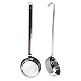 Durlo Messlöffel für Pizzasauce, Schöpfkelle aus Edelstahl mit flachem Boden und Haken für...