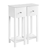 Yaheetech 2 STK. Telefontisch Weiß HBT: ca. 70 x 25 x 25 cm Beistelltisch mit Schublade...