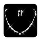 Unicra Silber Hochzeit Schmuck Sets Formal Bridal Jewelry Set Rhinestone Prom Halskette für Frauen...