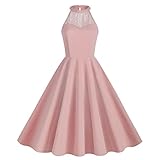 Odizli Rockabilly Kleider Damen 50er Jahre Vintage Elegant Neckholder Spitze Petticoat A Linie Swing...