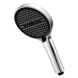 GRIFEMA Handbrause 130 mm, 4 Strahlarten, Hochdruck Duschkopf mit Silikondüsen, Chrom, Anti-Kalk,...