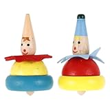 Garneck 2 Stück Holz Kreisel Für Ab 1 Jahr – Bunter Clown Brummkreisel Als Pädagogisches Für...