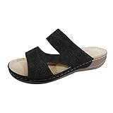 Offene modische Sommer-Hausschuhe, leger, flacher Zehenbereich, gefaltete Schuhe, Leder,...