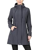 33,000ft Damen Softshell Lange Jacke mit Kapuze Fleece gefüttert Winddicht Aufwärmen Wasserdicht...