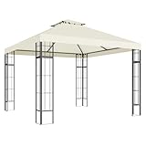 Outsunny Pavillon mit Doppeldach, ca. 3x3 m Wasserabweisend Stabil Winterfest Gartenpavillon mit...