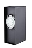 Novatool Steckdosensäule I 2 Fach I Zeitschaltuhr I Edelstahl I Anthrazit I Eckig I IP44 I...