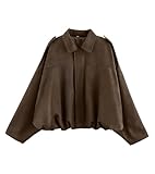 Bnigung Damen-Jacke aus Wildlederimitat im Bomberjackenstil, lässiges Revers, übergroße...