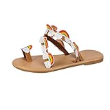 QKNTKF Gladiator-Sandalen für Damen, flache Sandalen, lässig, Riemchen, römische Sandalen,...