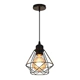 Comely Vintage Pendelleuchte Hängelampe, E27 Schwarz Käfig Hängende Lampe, Retro Industrial...