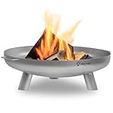 BBQ-Toro Edelstahl Feuerschale Ø 80 cm | Silber | Outdoor Feuerstelle mit DREI Standbeinen und Zwei...