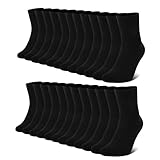 FALARY Socken Herren 43-46 Baumwolle Schwarz Sportsocken Damen Herrensocken 12 Paar Sport Socks...