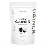 Nutri + Weight Gainer Vegan 1 kg Vanilla Cookie - Vhey Gainer Mass ohne Zucker, Creatin und...