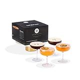 Vemacity Elegante Coupe Cocktailgläser Set Von 4 | Handgefertigte Bar Kristallgläser mit Rezept...