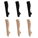 MENUY 6 Paar Kompressionsstrümpfe, Stützstrümpfe 15-23.8 mmHg, Kompressionssocken Offene Spitze...