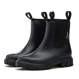 SmoothPace Gummistiefel Damen Gefüttert Wasserdicht Gummistiefeletten Halbhohe Chelsea Boots...