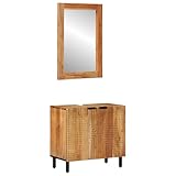 Gecheer 2-teiliges Badezimmermöbel Set aus braunem Akazienholz Badezimmer Badmöbel Set...