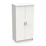 Multifunktions-Kleiderschrank mit zwei Türen mit sechs Einlegeböden, Farbe Weiß, Maße 55 x 108 x...