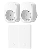 DEWENWILS Funksteckdosen mit Fernbedienung, 2 Steckdosen mit 1 Wandschalter, Plug & Play, 30 m...